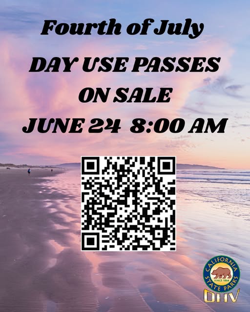 Scan the QR code to purchase the day-use pass this Fourth of July for Oceano Dunes State Vehicular Recreation Area/Pismo State Beach.